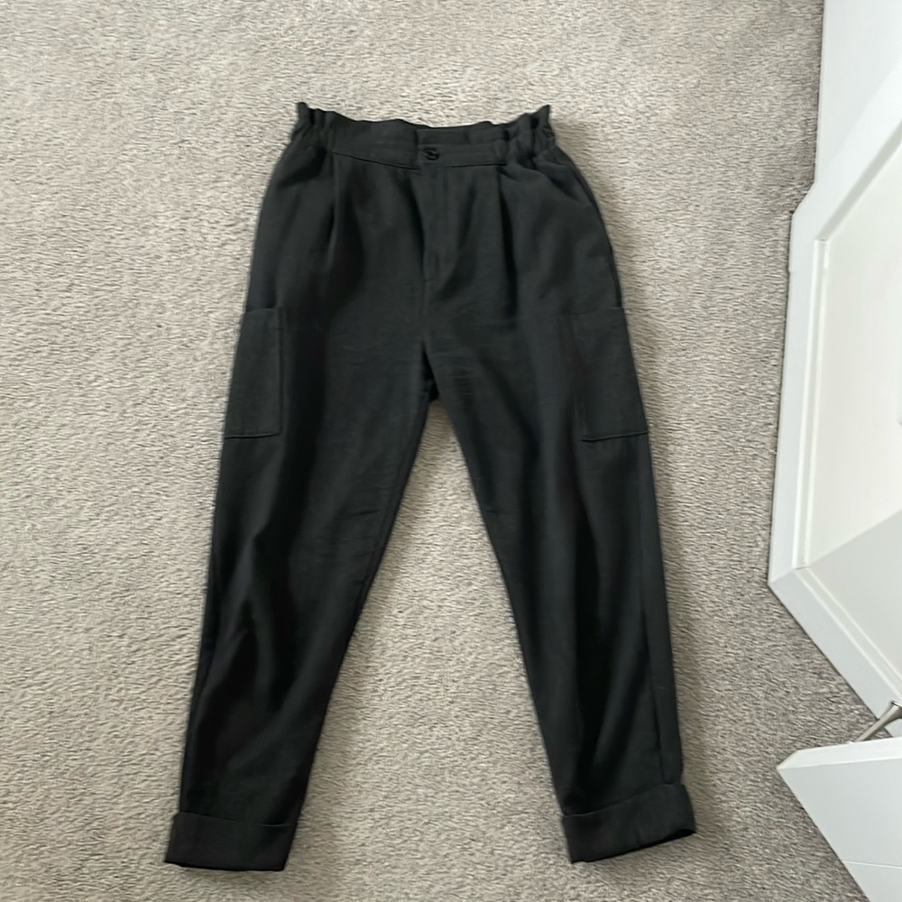 Zara ultra high peg leg crop gray pant